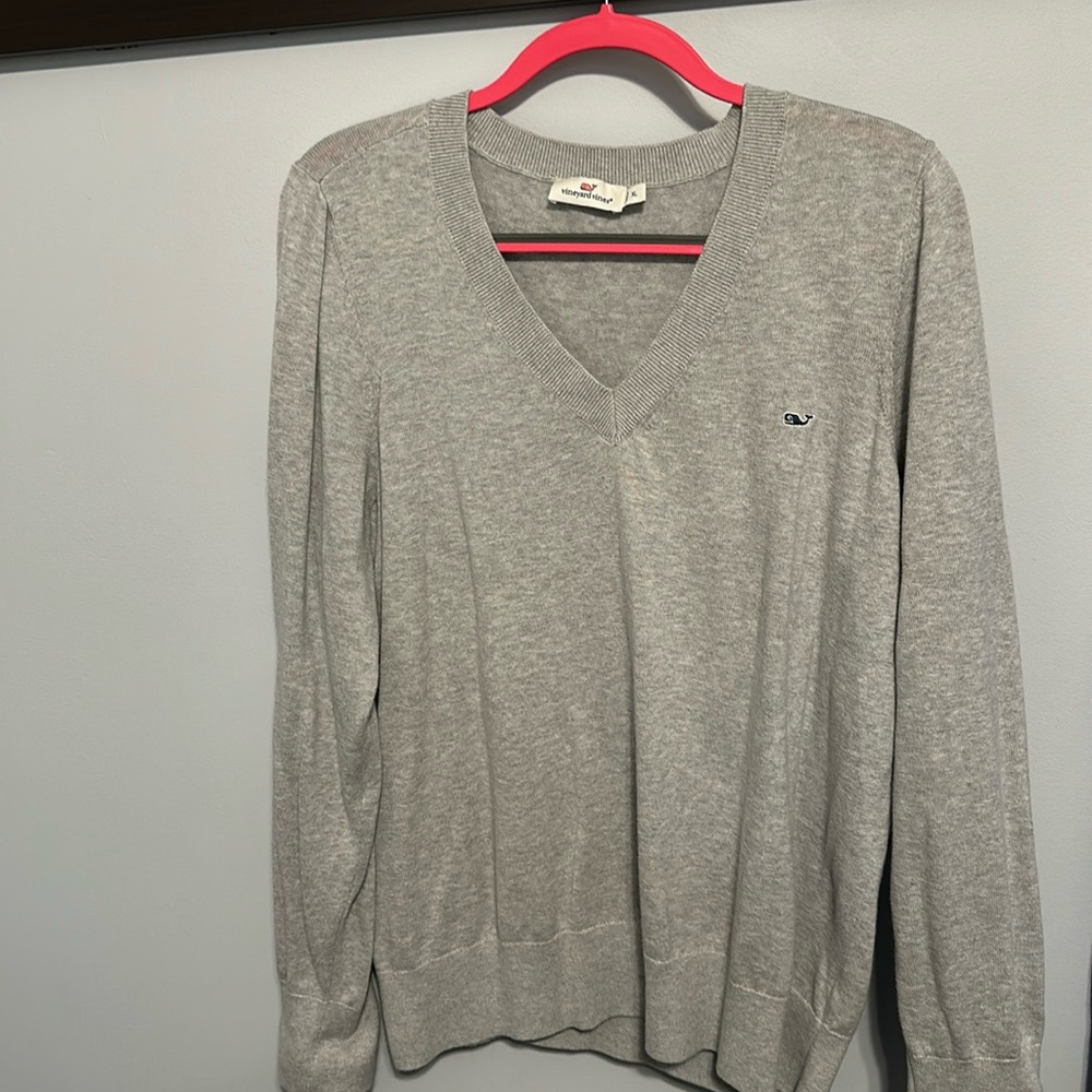 Vineyard Vines cotton v neck sweater. Lightly worn.  No flaws.  Size XL